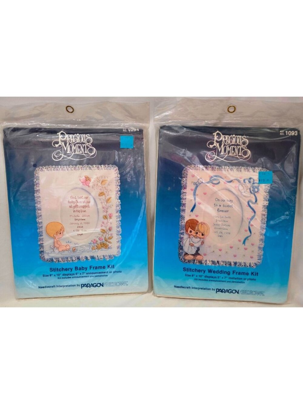 Precious Moments WEDDING & BABY FRAME Craft Kits 1093 1094 embroidery needlework